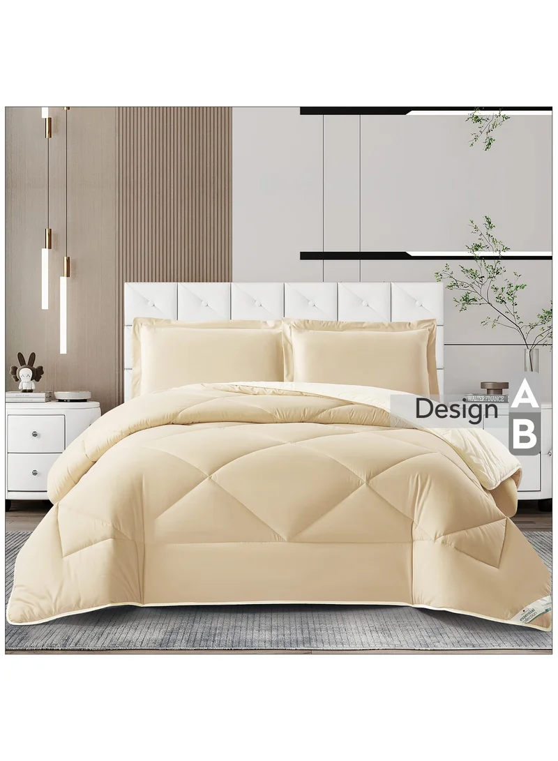 Donetella Bedding Comforter Set, King Size 260x240 cm - 3-Pcs Solid Quilted Bed Set, Microfiber Fabric - 1 Comforter And 2 Pillow Shams