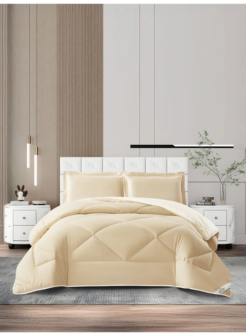 دوناتيلا طقم مفرش روزا سادة 3 قطع مقاس مزدوج 240 × 260 سم بحشوة ثابتة رمادي بني