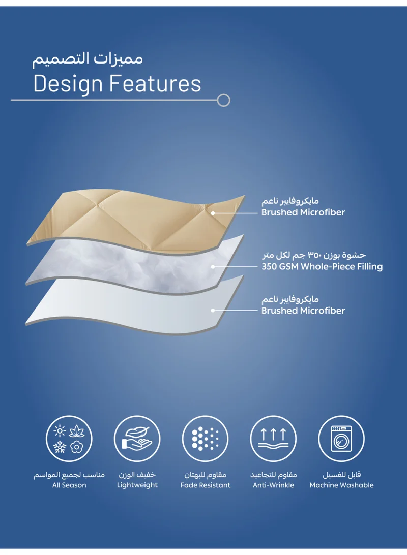Donetella KING - 3Pcs Bedding Comforter Set, King Size 260x240 cm - 3-Pcs Solid Quilted Bed Set, Microfiber Fabric - 1 Comforter And 2 Pillow Shams  | Best Price UAE