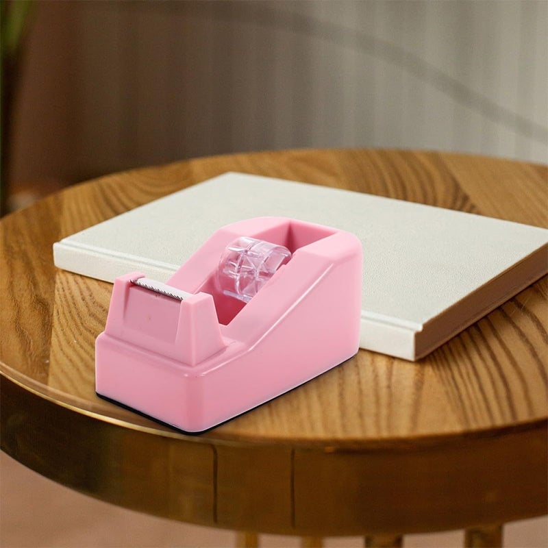 Veemoon Macaron Color 2 Pack Desktop Tape Dispenser Set Cherry Blossom Pink Base Small Office Tape Dispensers For Desk Use Non Skid Holder Home School Packaging - Image 5