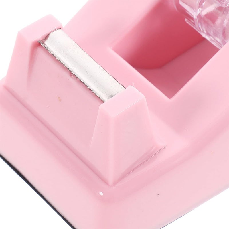 Veemoon Macaron Color 2 Pack Desktop Tape Dispenser Set Cherry Blossom Pink Base Small Office Tape Dispensers For Desk Use Non Skid Holder Home School Packaging - Image 4