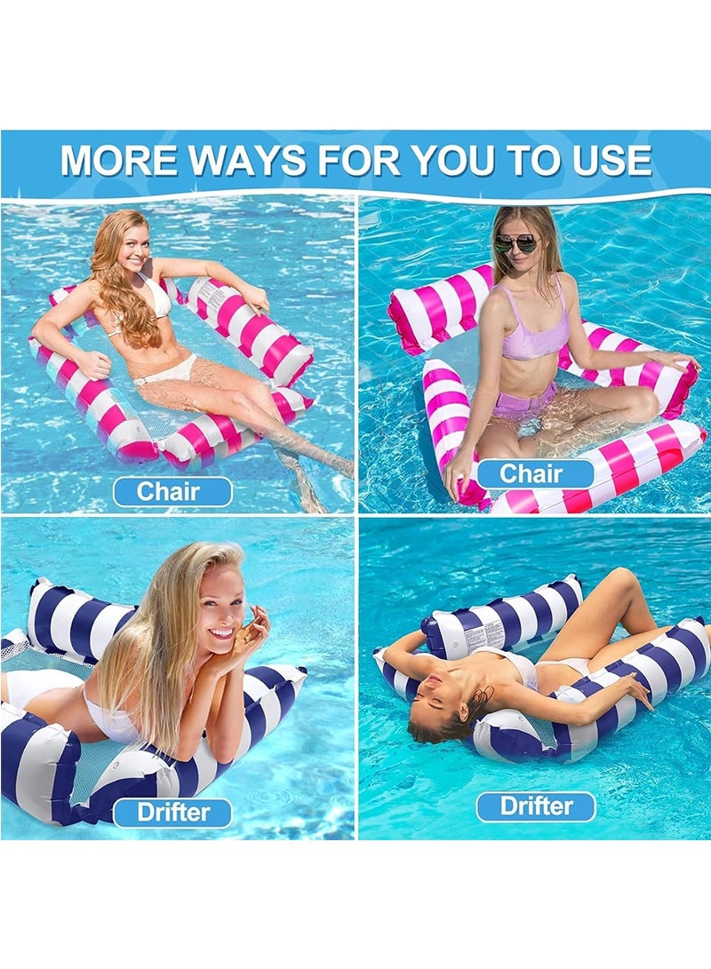 Topyich 2-Pack Pool Floats for Adults, 4-in-1 Inflatable   Water Hammock with Pumps, Multi-Purpose Lounge Chair & Drifter for Pool, Beach (Blue & Pink)​ - Image 5