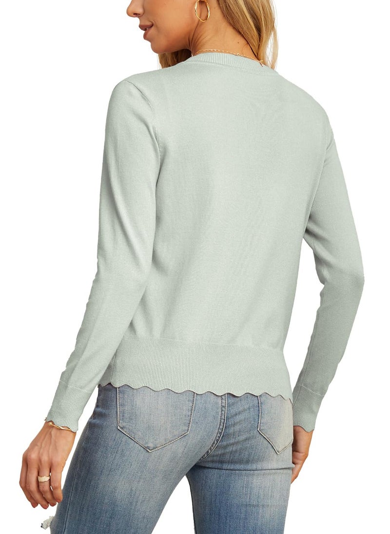 GRECERELLE Cardigan Sweater for Women Lightweight Long Sleeve Shrug Sweater for Women Dressy(Bean Green, Medium) - Image 4