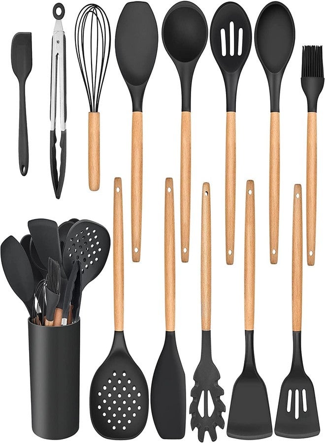 HAPPY BORN 11 pcs Silicone Spatula Set for Kitchen - Nonstick Cooking Utensils Set with Ladle, Spoon & Baking Tools Kitchen Items for Cooking Durable Kitchenware Utensils Set for Home (Set of 1) - Image 1