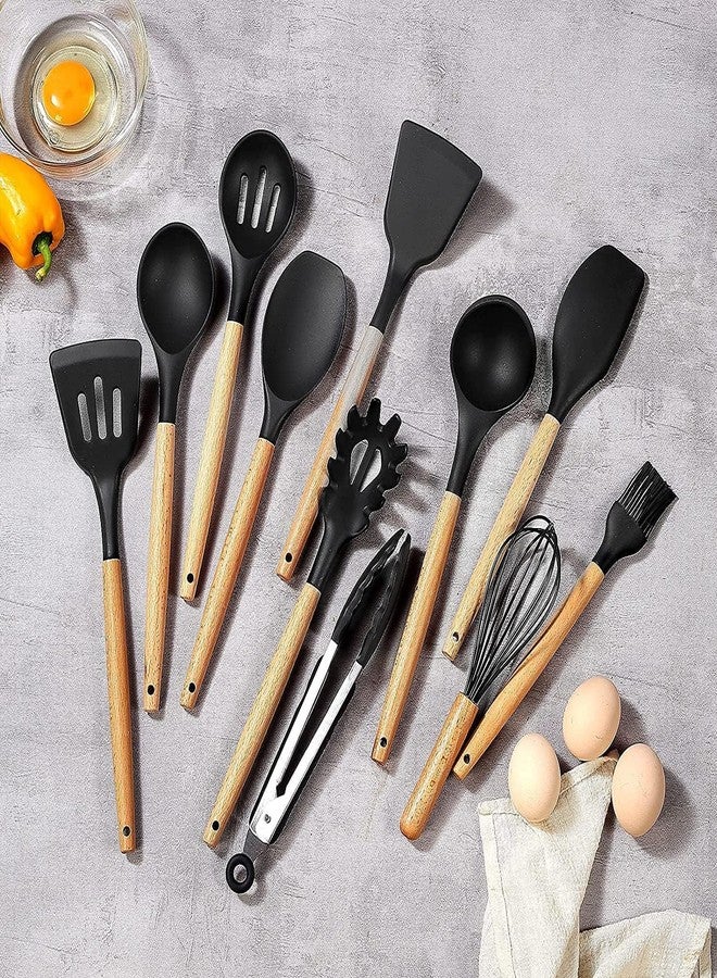 HAPPY BORN 11 pcs Silicone Spatula Set for Kitchen - Nonstick Cooking Utensils Set with Ladle, Spoon & Baking Tools Kitchen Items for Cooking Durable Kitchenware Utensils Set for Home (Set of 1) - Image 3