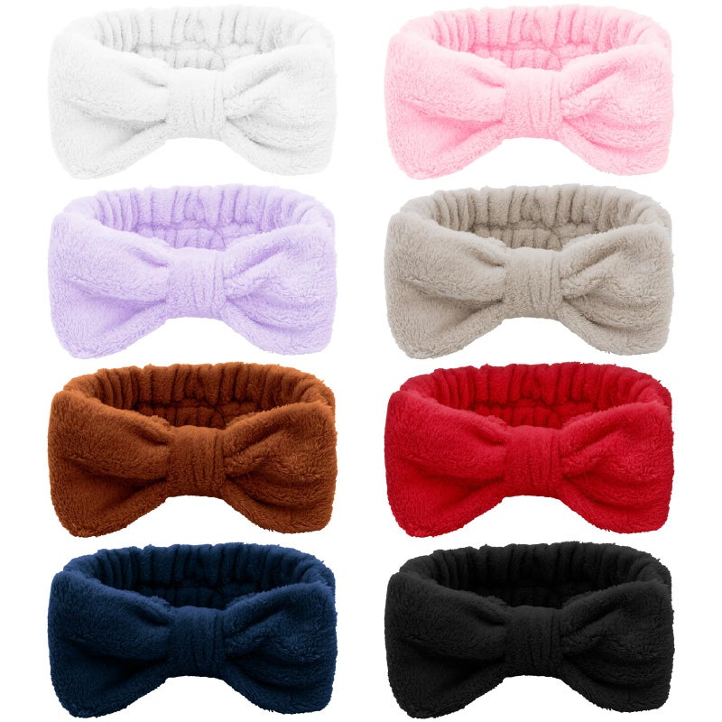 Ondder 8 Pcs Spa Headbands  Fuzzy Terry Cloth Face Wash Headbands for Womens Makeup  Skincare