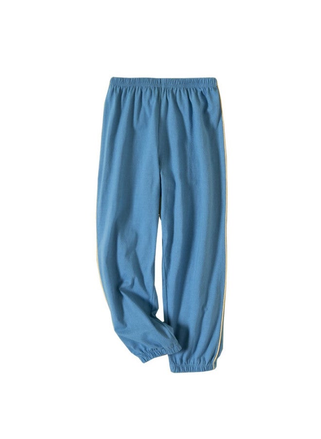 Top melon Dingguagua Boys' Mosquito-repellent Pants, Summer Thin Style, All-cotton Children's Casual Sports Pants, Loose-fitting Pure Cotton Breathable, Blue, Size 110 - Image 3