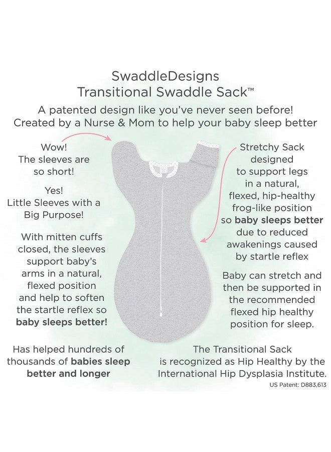 SwaddleDesigns SwaddleDesigns Transitional Swaddle Sack with Arms Up Half-Length Sleeves and Mitten Cuffs, Small, 0-3 Months, 6-14 lbs, Heathered Teal (Arms Up Swaddle, Transition Swaddle Sleep Sack)  - Image 3