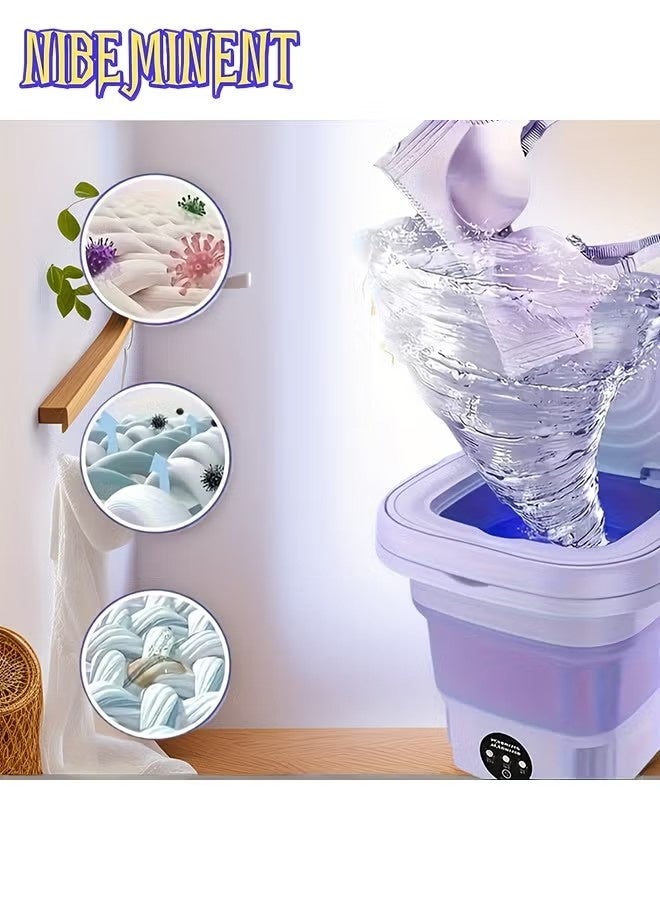 NIBEMINENT Portable Folding Washing Machine That Takes Up No Space, Is Easy to Store, Convenient to Use, a Mini Washing Machine Suitable for Business Trips, a Home Washing Machine, a Car Washing Machine, Ideal for Washing Underwear And Socks Separately for Better Hygiene. - Image 2