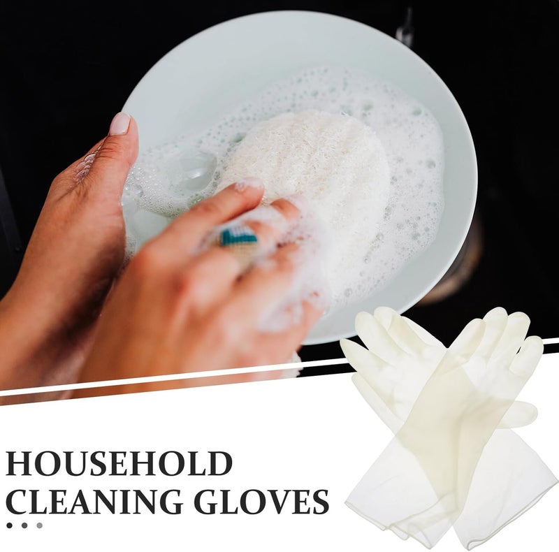 Uonlytech Waterproof Pvc Dishwashing Gloves 4 Pairs Sturdy Household Cleaning Gloves for Kitchen and Laundry Large White Protective for Washing Dishes and Housework - Image 2