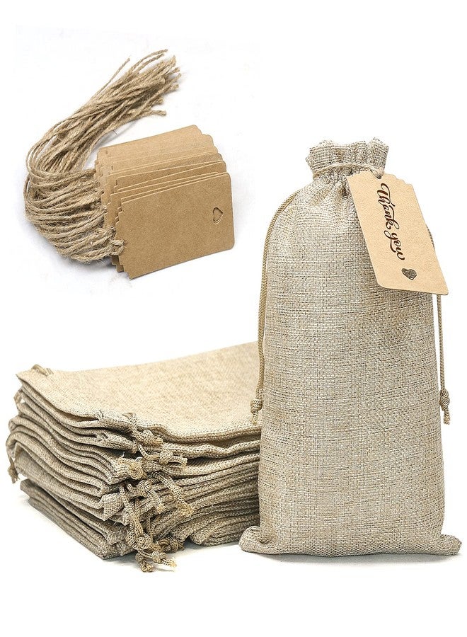 SumDirect 20 PCS Burlap Gift Bags 6x9 inch Small Gift Bags drawstring with 20 Tags, Small Burlap Bags with Drawstring for Wedding Party Christmas DIY Craft - Image 1