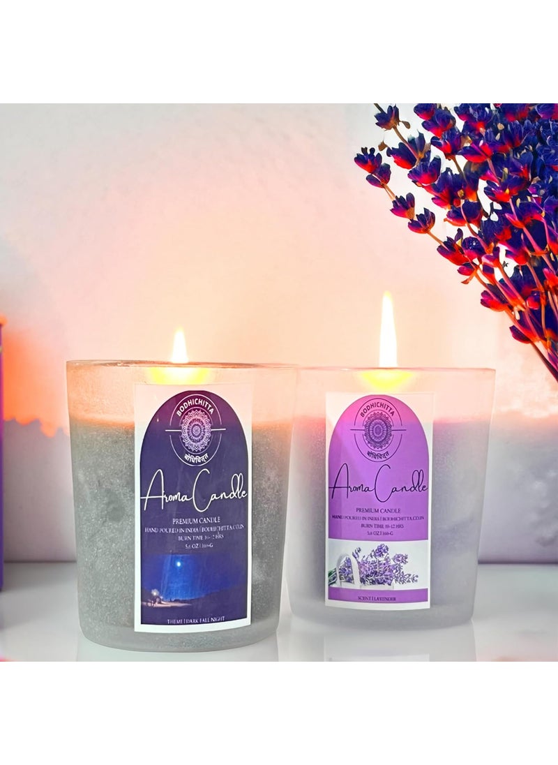 BODHICHITTA Bodhichitta Scented CandlesOrganic Wax Candles 4x70gm Each Pack of 4 Candles Aromatic Dark Fall Night Lavender Fragrance Upto 12 Hours Best Gifts 