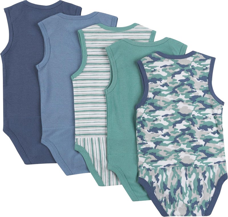 Hanes baby-girls Baby Bodysuits, Ultimate Baby Flexy Bodysuits, Infant Sleeveless Bodysuit, 5-pack bodysuit - Image 2