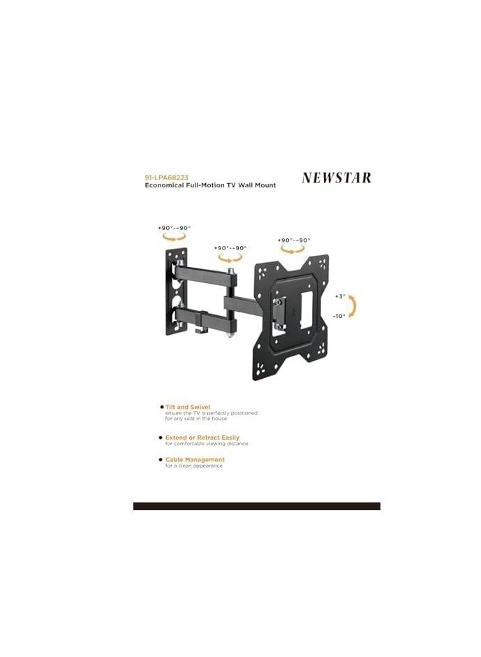 Newstar 91-LPA68223 TV Wall Mount, Supports 23" to 43" Screen, Up to 30kg Max Load Capacity, 100x200mm VESA, Black | 91-LPA68223 - Image 2