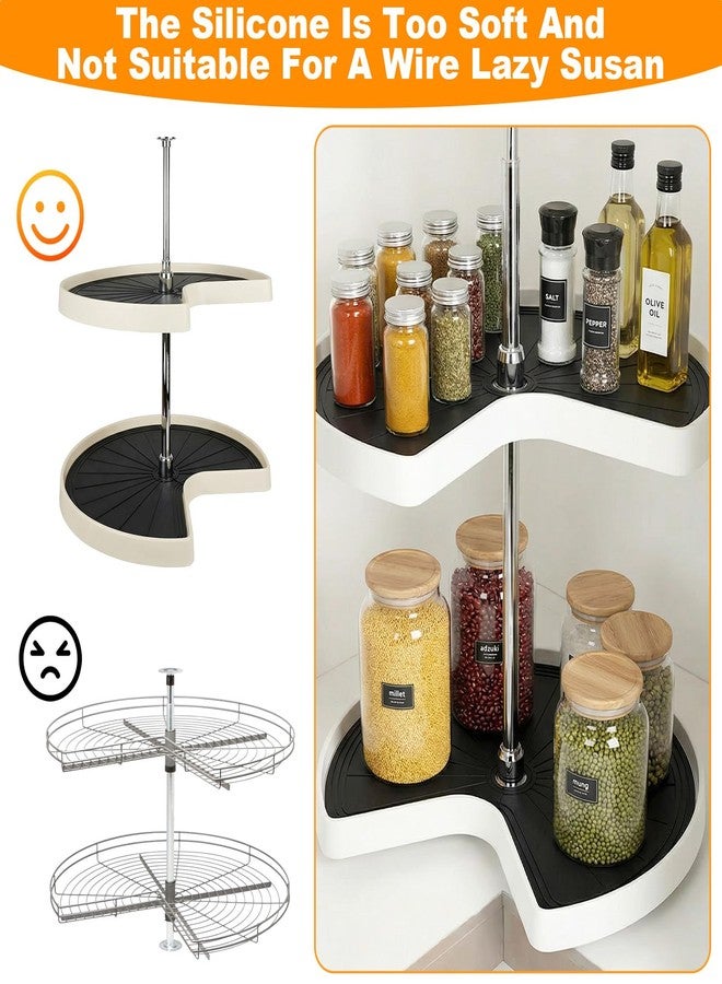 PercyEffie 2pcs Lazy Susan Shelf Liner 27In Silicone Lazy Susan Liners for Kitchen Cabinets Corner Base Cabinets Upgraded Composite Materials Circle Mats for Shelf Drawer Refrigerator Cupboard - Image 3