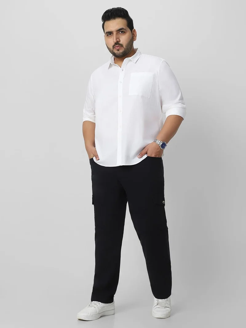 Urbano Fashion  Urbano Plus Men's White Cotton Full Sleeve Regular Fit Casual Solid Shirt  | Best Price UAE