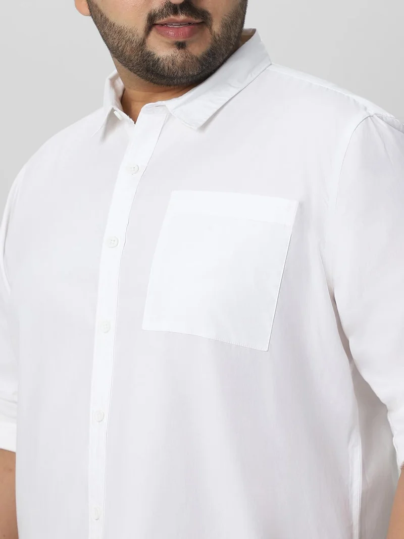 Urbano Fashion  Urbano Plus Men's White Cotton Full Sleeve Regular Fit Casual Solid Shirt  | Best Price UAE