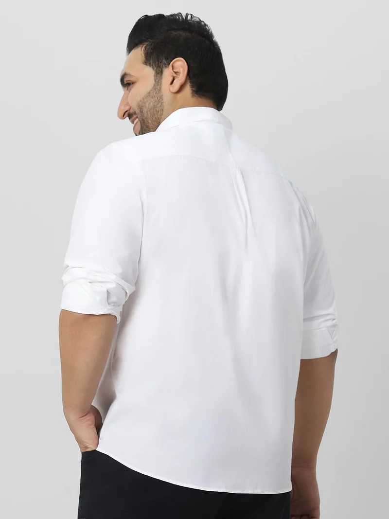 Urbano Fashion  Urbano Plus Men's White Cotton Full Sleeve Regular Fit Casual Solid Shirt  | Best Price UAE