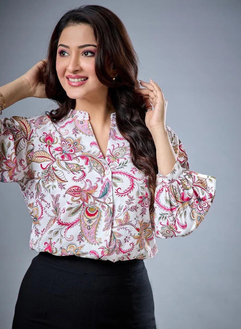 Zigzag Paisley Printed Long Sleeve Top