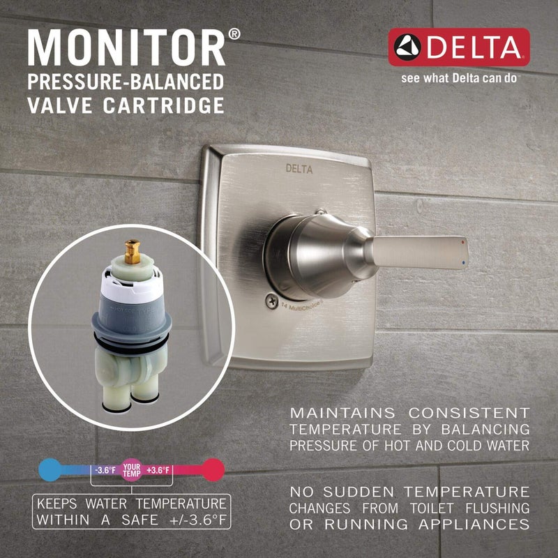 Delta Modern 14 Series Shower Faucet Set, Matte Black Shower Head and Handle Set, Valve Trim Kit, Matte Black T142339-BL-PP (Valve Not Included) - Image 5