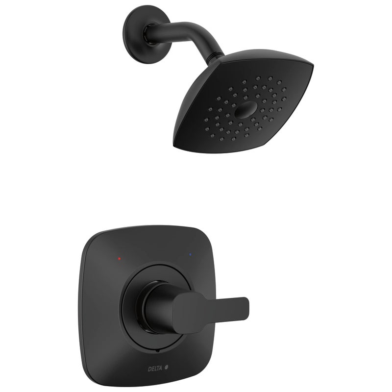 Delta Modern 14 Series Shower Faucet Set, Matte Black Shower Head and Handle Set, Valve Trim Kit, Matte Black T142339-BL-PP (Valve Not Included) - Image 1