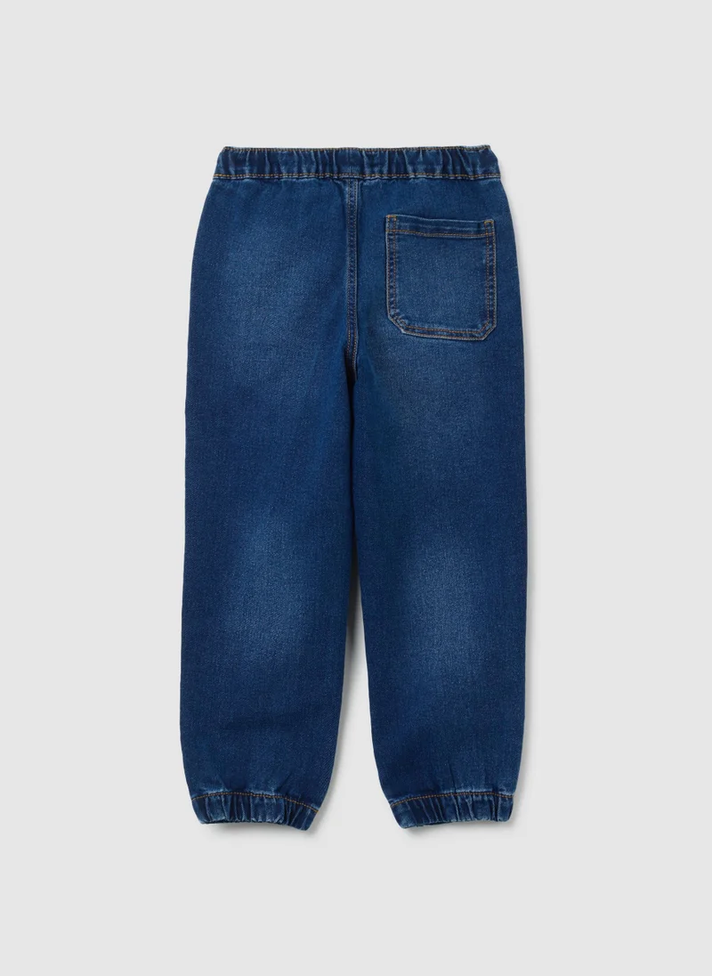 او في اس CHILDREN'S BLUE RELAXED FIT COTTON BLEND JOG DENIM