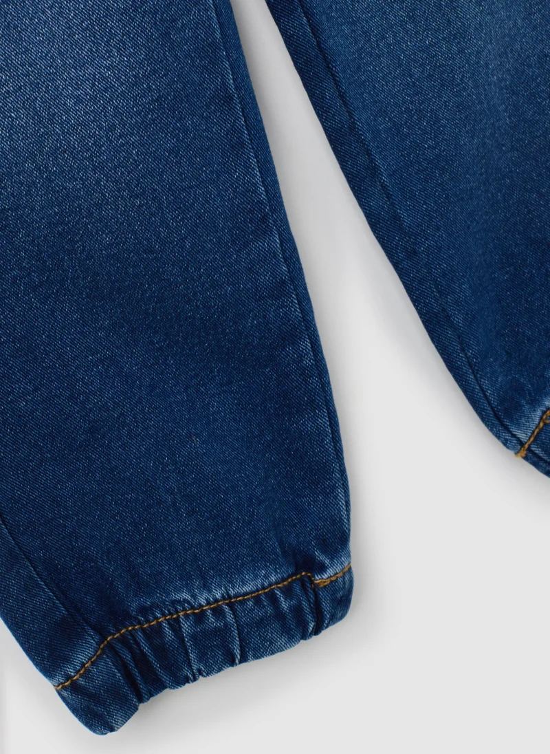 Ovs CHILDREN'S BLUE RELAXED FIT COTTON BLEND JOG DENIM