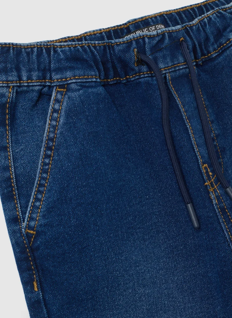 Ovs CHILDREN'S BLUE RELAXED FIT COTTON BLEND JOG DENIM