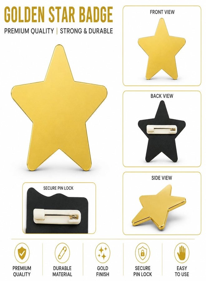 DEEP PRINT MART Shinning Star Badge with Pin to hang on fabrics Label Name plate for kids,adults,school,office and corporate (Set of 20 Star) - Image 3