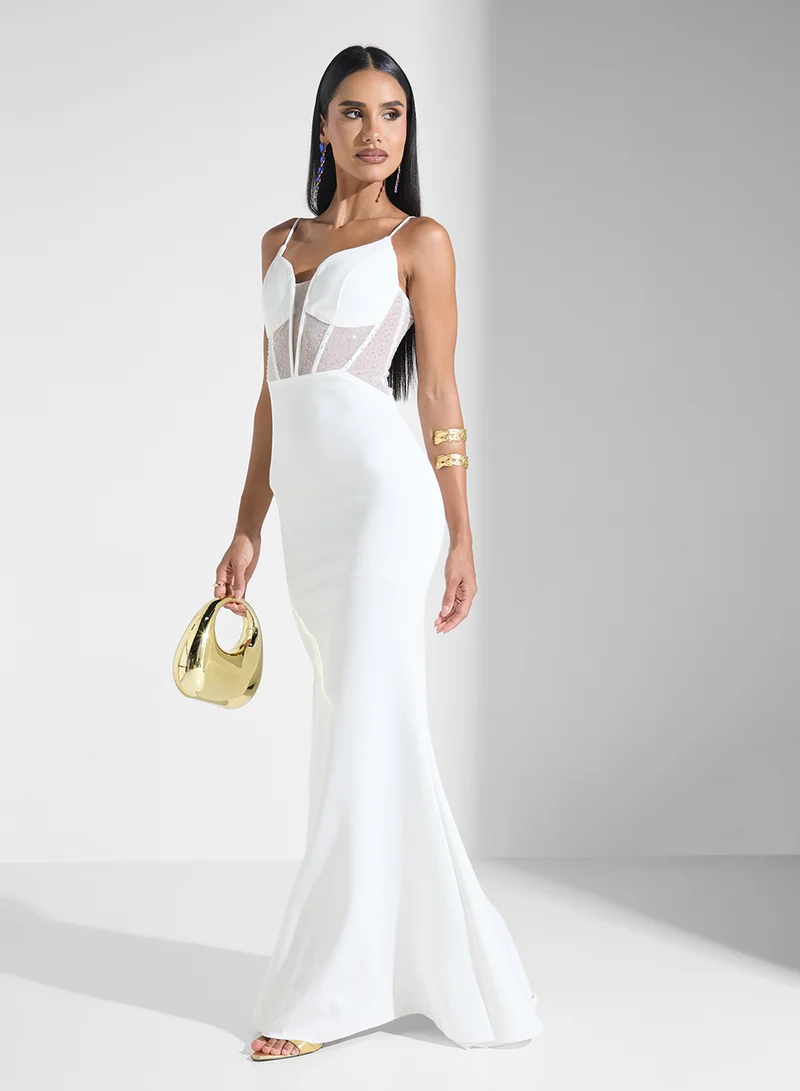 Ginger Boutique Mesh Bodice Trumpet Dress