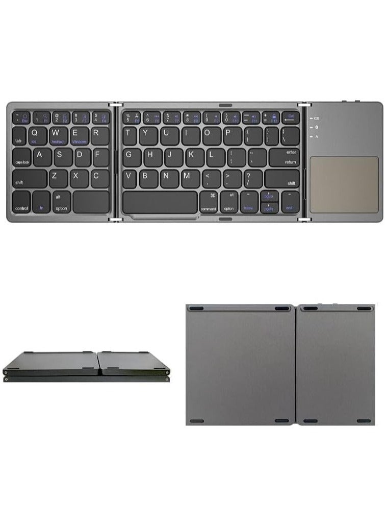 MUDISO Slim Foldable Bluetooth Keyboard with Integrated Touchpad Rechargeable Compatible with iPhone/iPad/Android/Tablets/Mac/Windows - Image 1