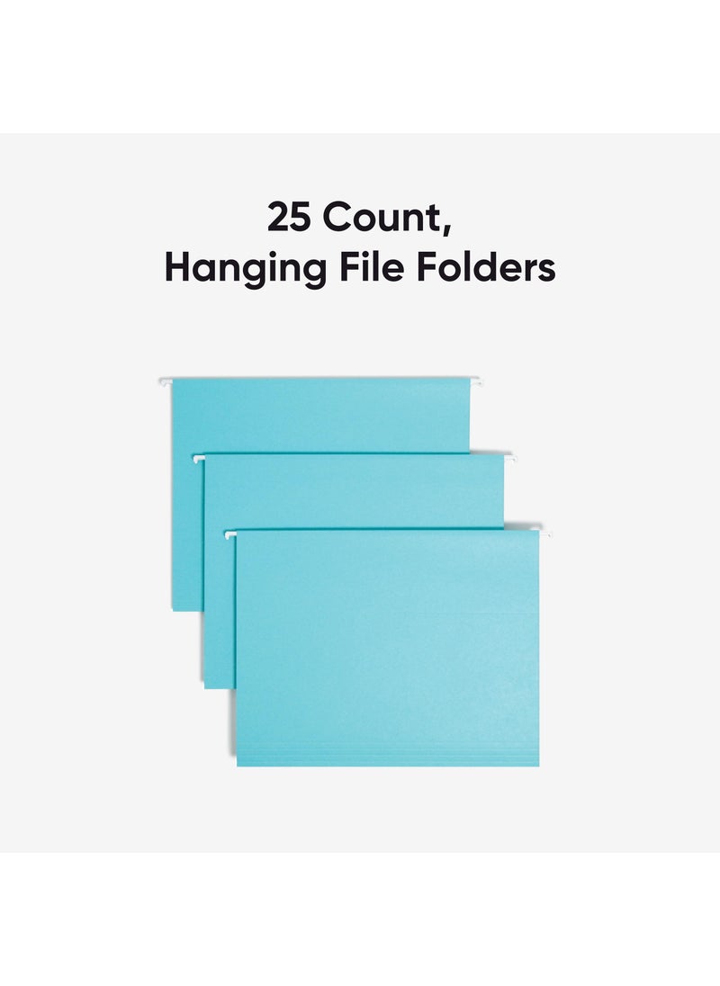 Smead Smead Colored Hanging File Folder with Tab, 1/5-Cut Adjustable Tab, Letter Size, Aqua, 25 per Box (64058)  - Image 3