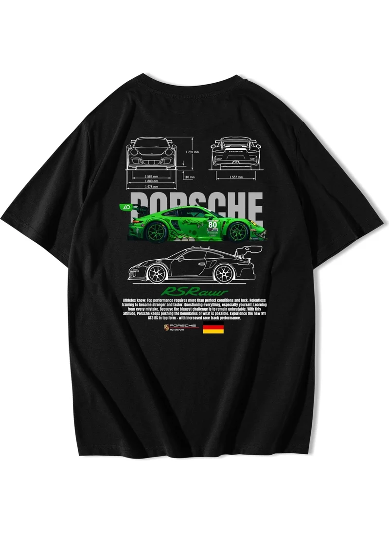 BRZ Collection Unisex Oversize Porsche Rs Raw T-Shirt