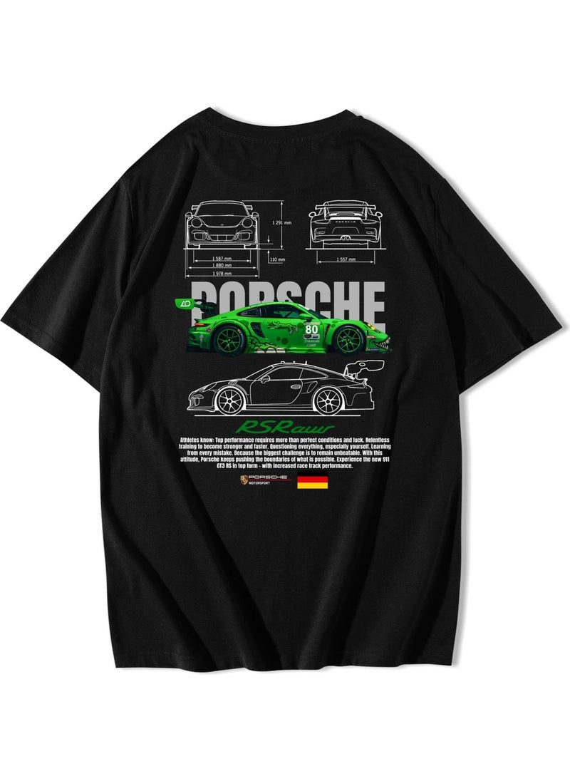 BRZ Collection - Unisex Oversize Porsche Rs Raw T-Shirt - Image 1