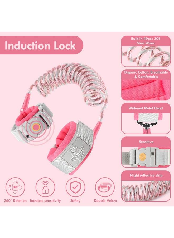 Lehoo Castle Upgraded Anti Lost Wrist Link Kid Harness With Induction Lock Safety Wrist Leash For Toddlers Kids Backpack Leash Child Leash Harness (Pink)  - Image 3