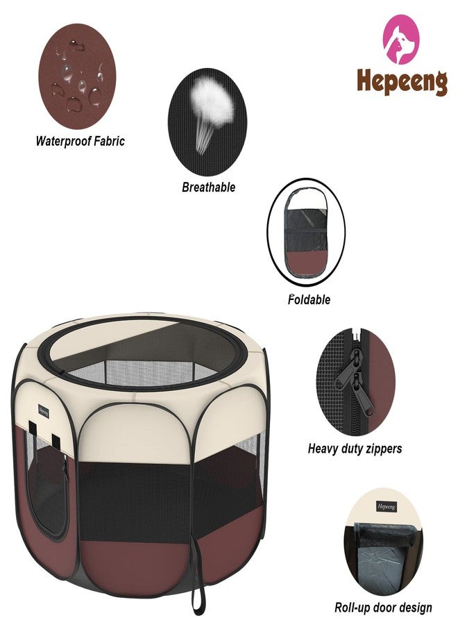 HEPEENG Portable Pet Puppy Dog Cat Playpen, 8-Panel Indoor/Outdoor Puppy Pen with Shade Cover & Travel Bag - Waterproof Dog Cat Tent - Image 4