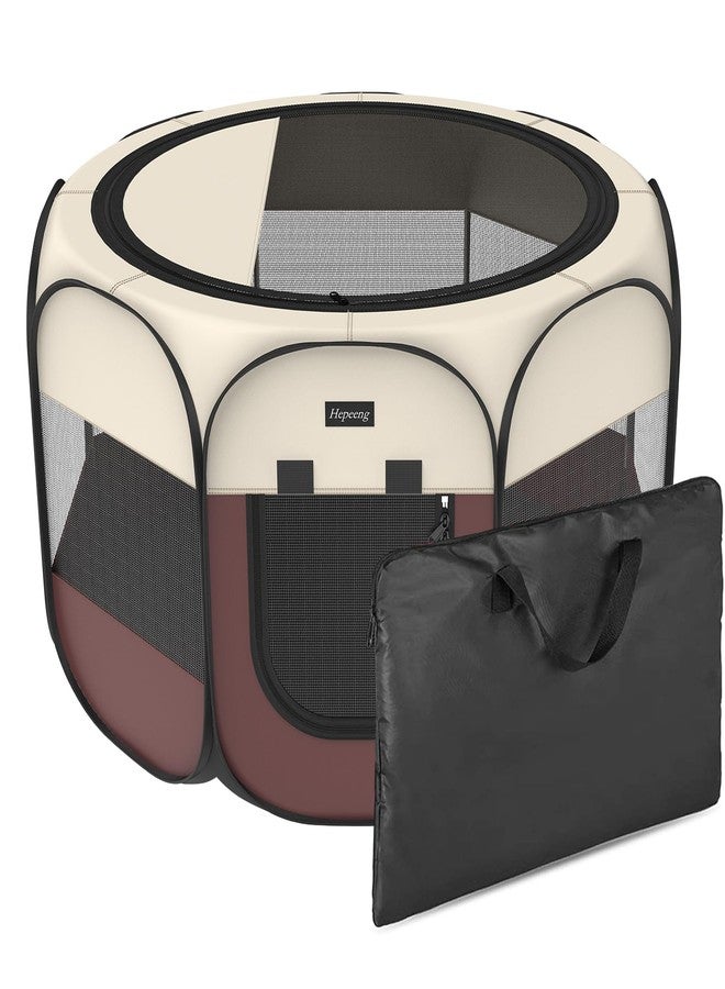 HEPEENG Portable Pet Puppy Dog Cat Playpen, 8-Panel Indoor/Outdoor Puppy Pen with Shade Cover & Travel Bag - Waterproof Dog Cat Tent - Image 1