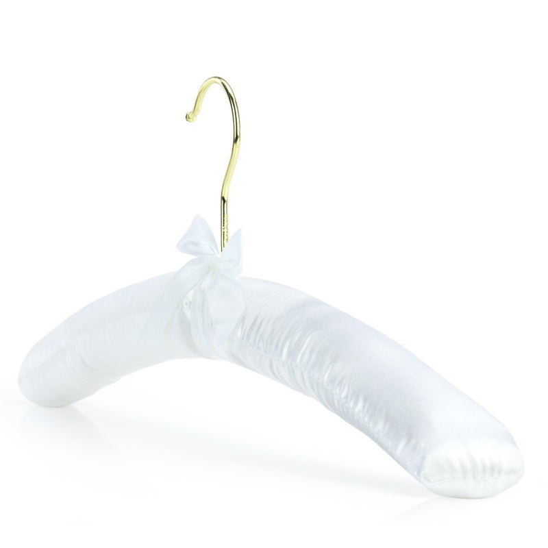 HANGERWORLD White Satin Padded Hangers 4 Pack 17inch Adult Size No Shoulder Bump Coat Hangers