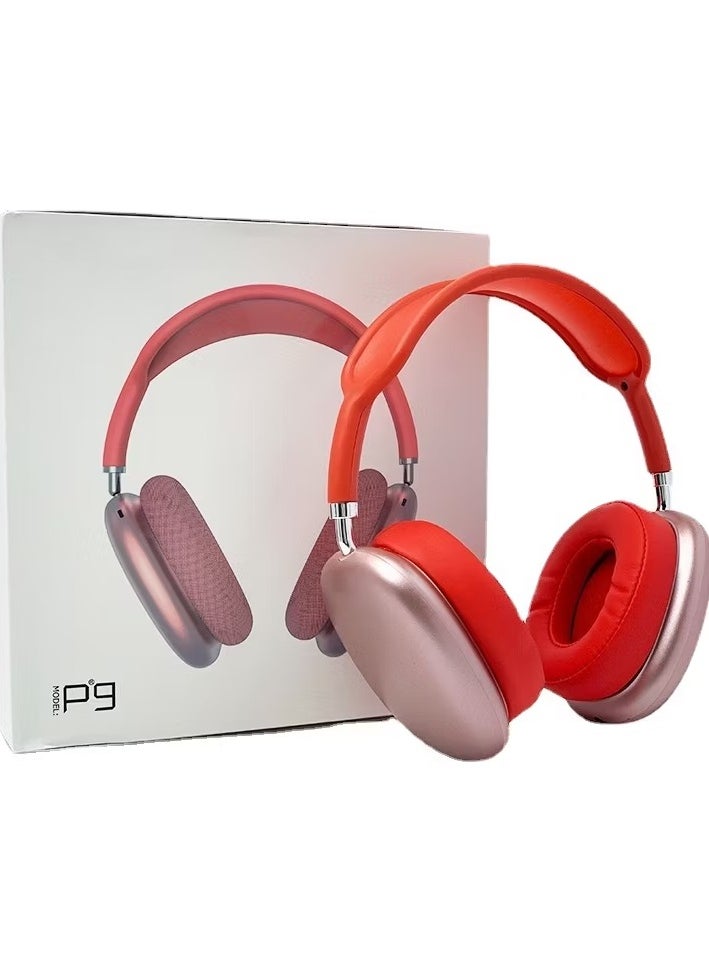 P9 Immersive Active Noise Cancelling Over-Ear Headphones, Epitome of Cutting-Edge Design and Premium Sound Quality. Elevate Your Listening Experience, Fusion of Style and Comfort (Red)