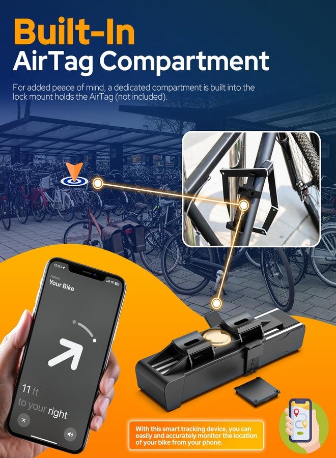 VICTGOAL Folding Bike Lock for Airtag Bike Mount Hidden, Heavy Duty Bike Locks with Keys, Foldable Bike Lock with Mount Anti-Theft Tracker Case for Bicycle Ebike Scooter (Black) - Image 3