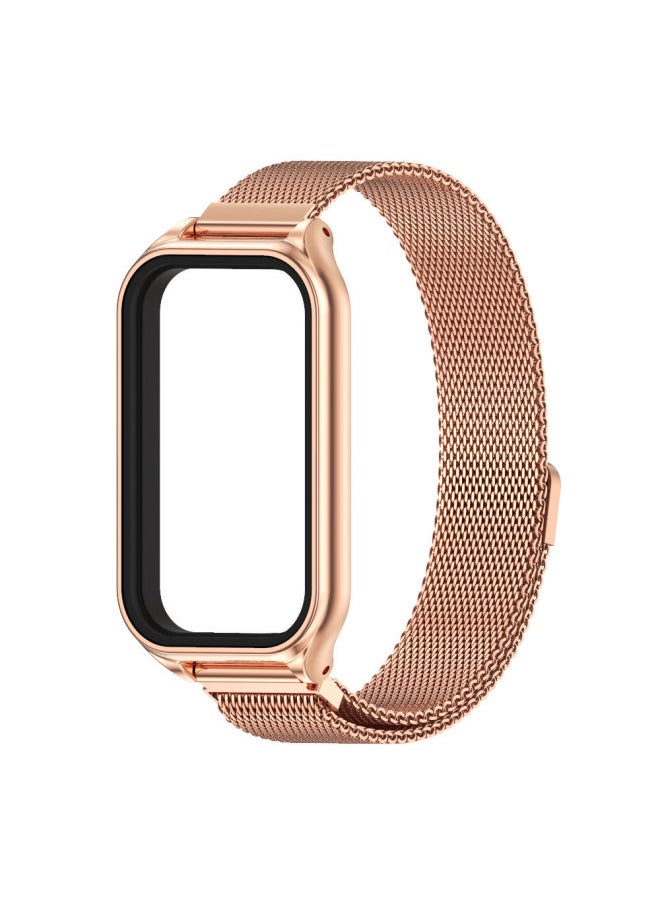 Generic - Redmi Band 2 Milanese Metal Three-bead Stainless Steel Wristband Suitable For XiaomiBand 8 Active-Color:MILAN MAGNETIC-ROSE GOLD-Specifications:for Redmi Band2/Mi Band 8 Active - Image 1