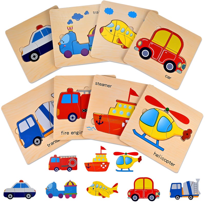 Faburo Wooden Puzzles for Toddlers 13 Toddler Puzzles Ages 24 Montessori Toys for 13 Year Old Learning Educational Preschool Toys for Boys Girls Vehicle Theme - Image 2