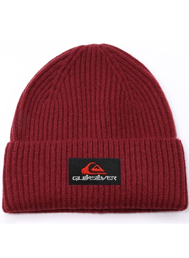 Quiksilver Wave Logo Rib Knit Beanie - Burgundy Surf Culture Cuffed Beanie for Men & Women