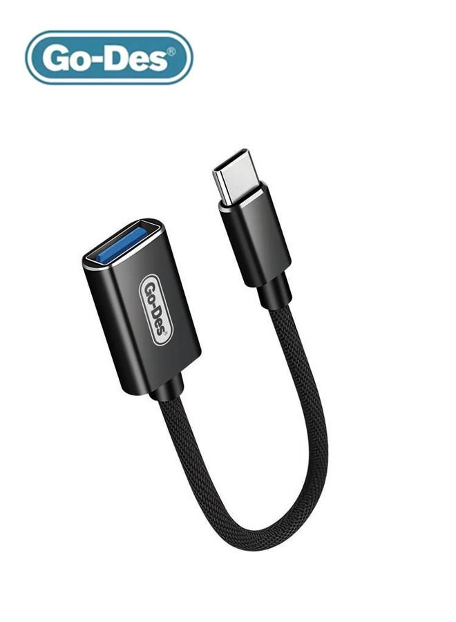 GO-DES كابل Go-Des من النوع C إلى USB OTG GD-UC053 - أسود - Image 2
