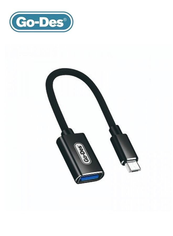 GO-DES كابل Go-Des من النوع C إلى USB OTG GD-UC053 - أسود - Image 3