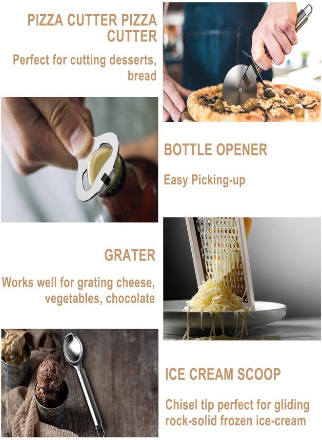 Umite Chef أدوات مطبخ بمقابض من الفولاذ المقاوم للصدأ من أوميت شيف (لون كاكي) - Image 5