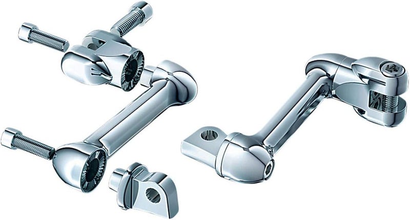 Kuryakyn 4557 4" Adjustable Lockable Offset Footpeg Mounts with Male Mount Adapters, Chrome