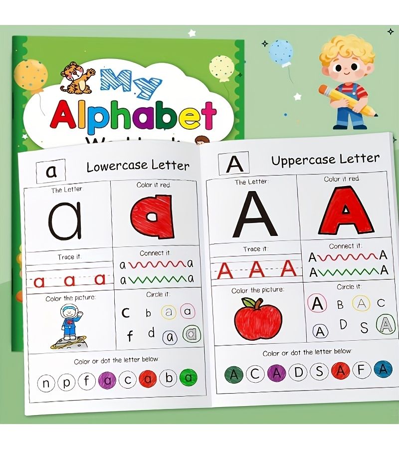 كتاب تدريبات الحروف الإنجليزية من الألف إلى الياء - تلوين وتتبع الأحرف للأطفال - Image 1