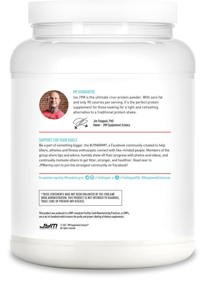 JYM Supplement Science Iso JYM Bombsicle, 90 Calories, 100% Whey Protein Isolate, Zero Fat, Zero Sugars, Mixes Clear, for Women & Men, JYM Supplement Science, 20 Servings - Image 5