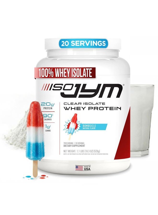JYM Supplement Science Iso JYM Bombsicle, 90 Calories, 100% Whey Protein Isolate, Zero Fat, Zero Sugars, Mixes Clear, for Women & Men, JYM Supplement Science, 20 Servings - Image 1